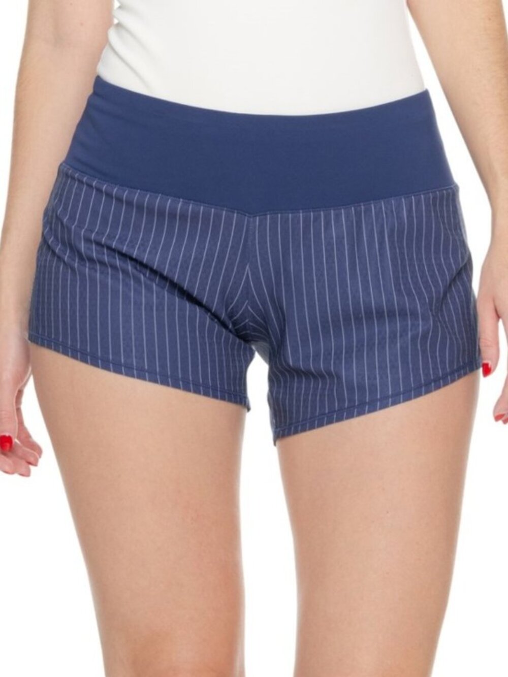 NEW Oiselle Roga Shorts Running Women's 8 Grounded Pinstripe blue Lined Run nwt